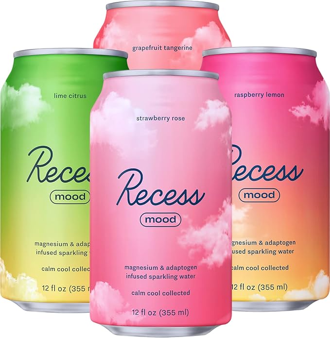Recess Mood Magnesium Supplement Drink Calming 12 Ounce, 12 (Variety 12 Pack)