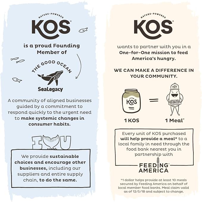 KOS Organic Plant Based Protein Powder, 15 Servings