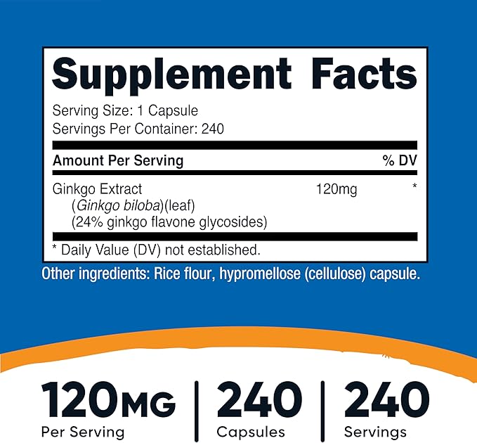 Nutricost Ginkgo Biloba 120mg, 240 Capsules