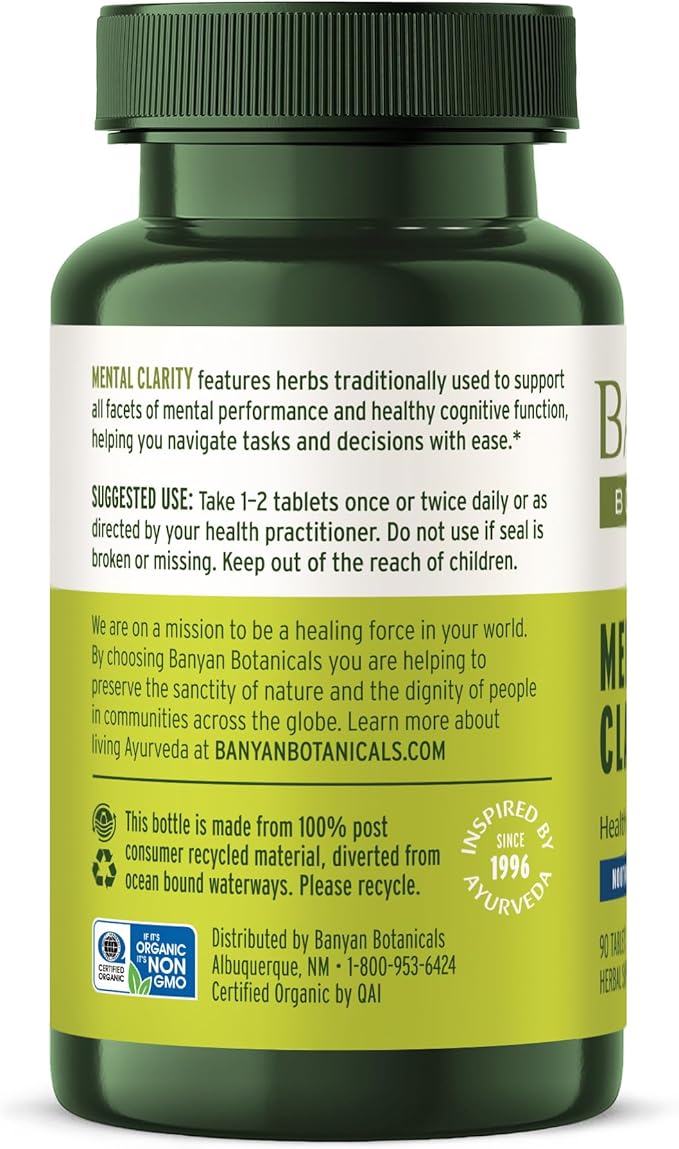 Banyan Botanicals Mental Clarity – Organic 90 Tablets