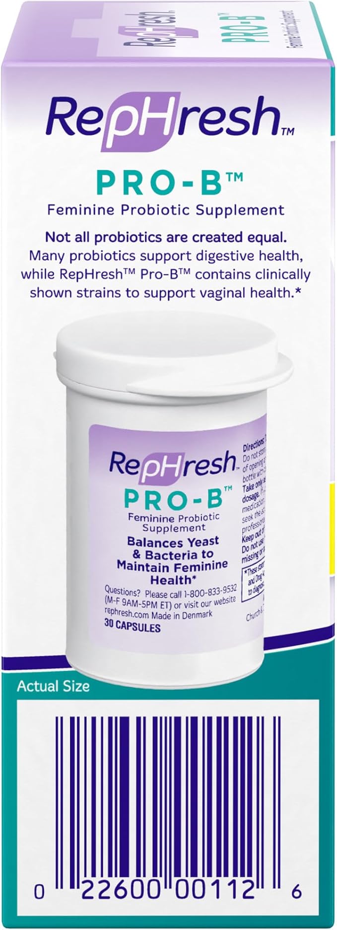 Rephresh Pro-B Probiotic Supplement for Women, 30 Oral 16 Strains, 50 Billion, 30 Capsules