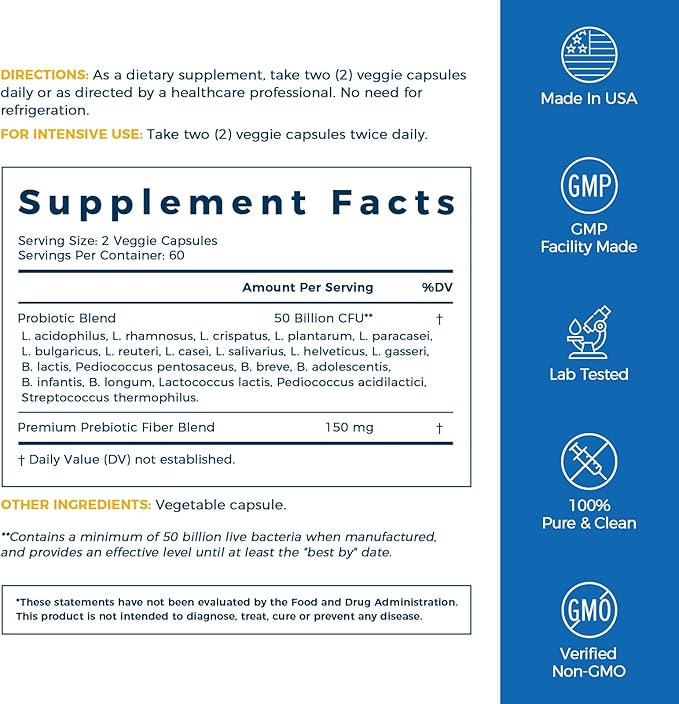 NewRhythm Probiotics 50 Billion CFU 20 120 Veggie 1, Non-GMO,