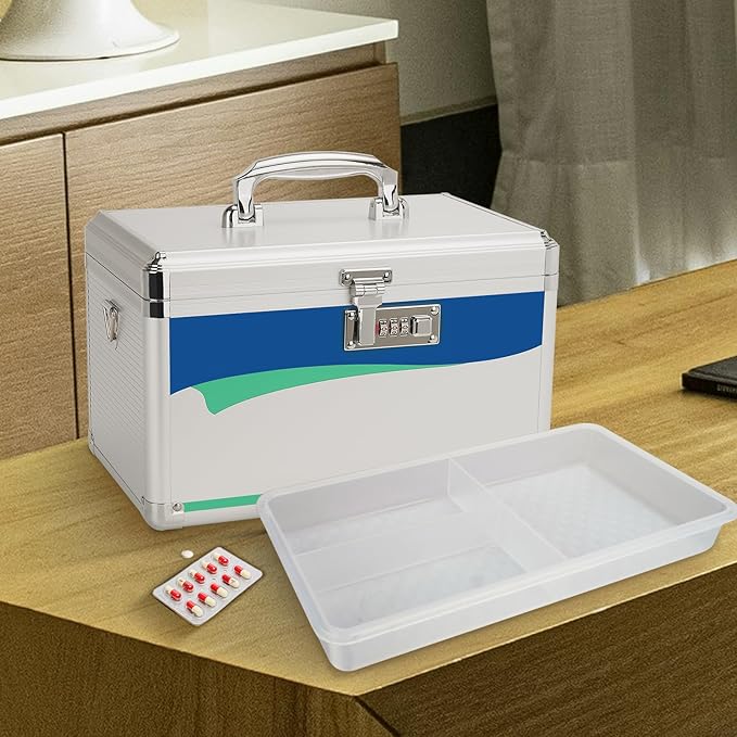 Medicine Lock Box With Combination Lock 10 x 6 x 6.7 Inches