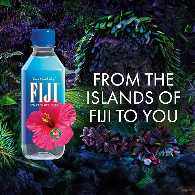 FIJI Natural Artesian Water 330 mL / 11.15 Fl Ounce Bottle (Pack of 6) - 100% Recycled Plastic
