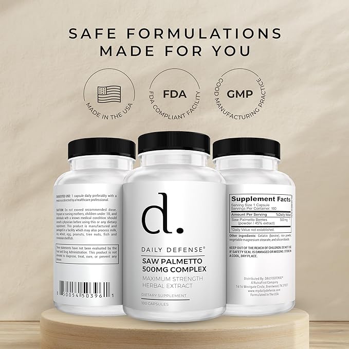 Saw Palmetto Supplement - Pure Saw Palmetto for Men & Women - Herbal Supplements for Overall Wellness - 500 mg of Saw Palmetto Berries per Capsule - 100 Saw Palmetto Capsules per Bottle