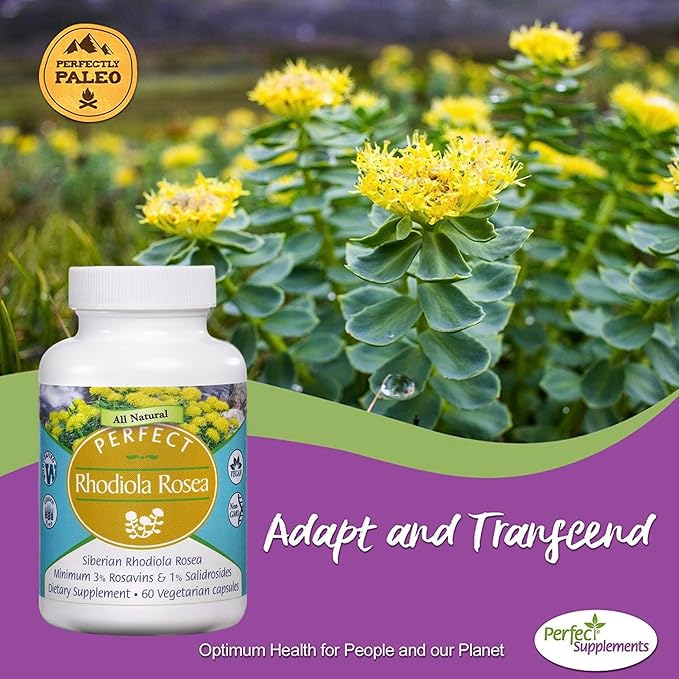 Perfect Rhodiola Rosea, for Better Focus, 3% Rosavins 1% Salidroside ~60 Vegetable