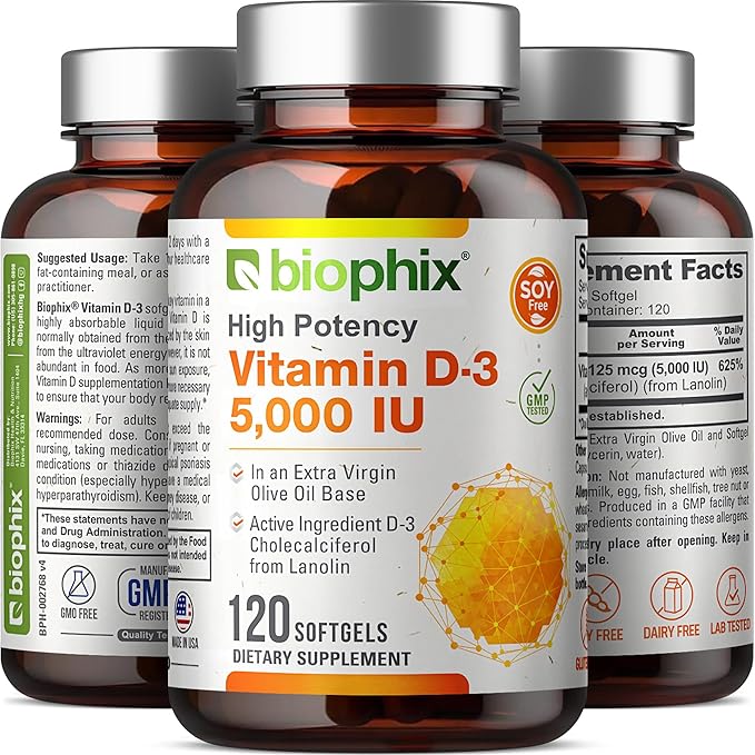 biophix Vitamin D-3 5000 IU 120 Softgels K2 …