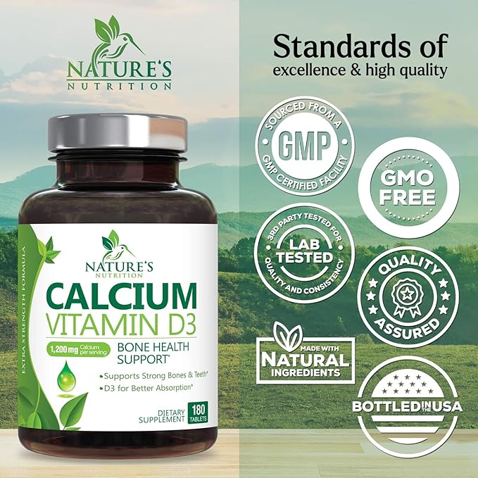 Calcium 1200 mg Plus Vitamin D3, 180 Tablets