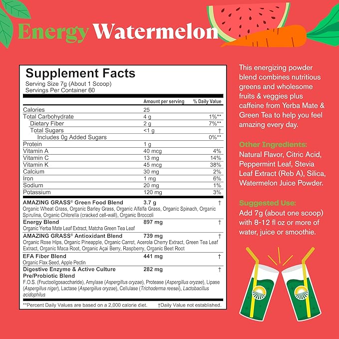 Amazing Grass Greens Superfood Energy: Greens 60 Servings