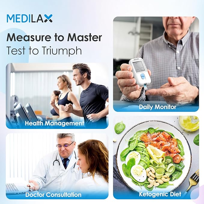 Medilax Ketone Monitor and Glucose Meter Kit 10 Ketone 10 Glucose