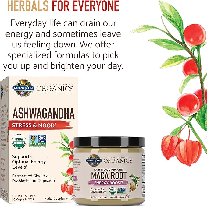 Garden of Life Organics Ashwagandha Stress, 2 Month 60 Tablets