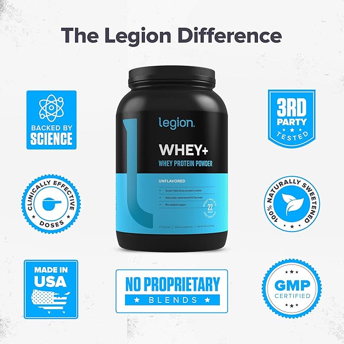 LEGION Whey+ Unflavored Whey Isolate Protein 30 Servings…