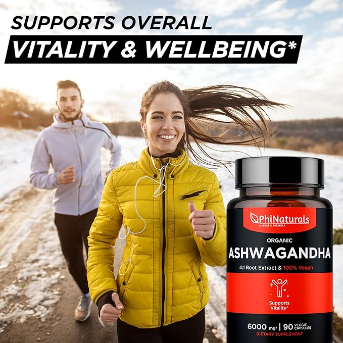 Ashwagandha Root Extract Capsules (Organic) Equivalent 6000 mg 1500 mg 500 mg 90 Count