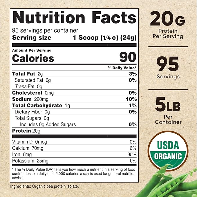 Nutricost Organic Pea Protein Isolate Powder (5LBS)