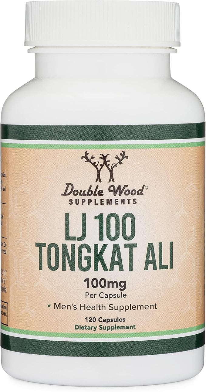 LJ100 Tongkat Ali for Men (120 Capsules) - Only Clinically Proven and Patented Men's Heath Supplement Tongkat Ali Formula (LJ100 Std to 40% Glycosaponins, 22% Eurypeptides) by Double Wood