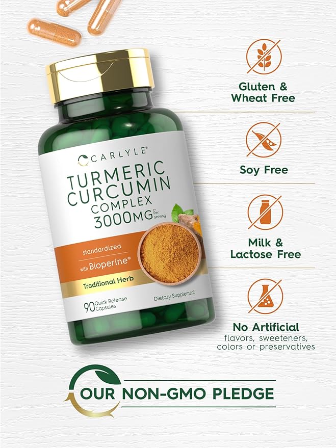 Carlyle Turmeric Curcumin with Black Pepper 3000mg 90 Powder
