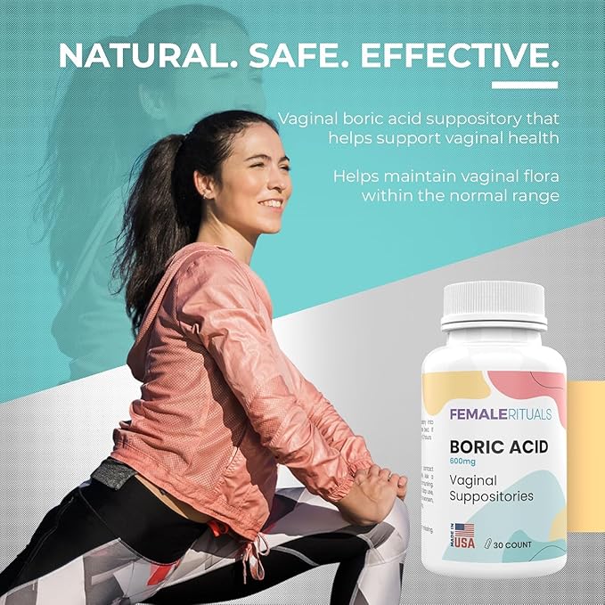 Boric Acid Suppositories for Women 600mg 60 Pack