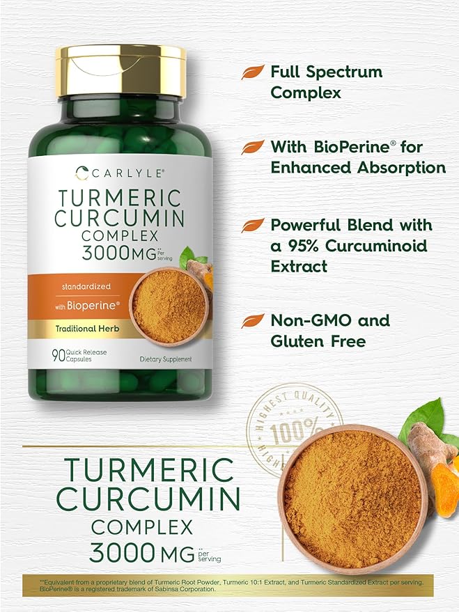 Carlyle Turmeric Curcumin with Black Pepper 3000mg 90 Powder