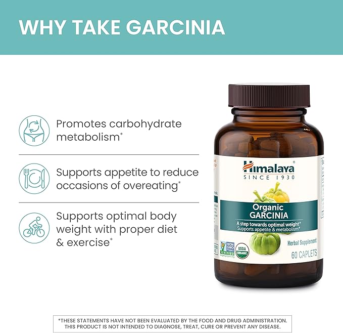 Himalaya Organic Garcinia Cambogia for Weight 600 mg, 120 Caplets, 2 Month