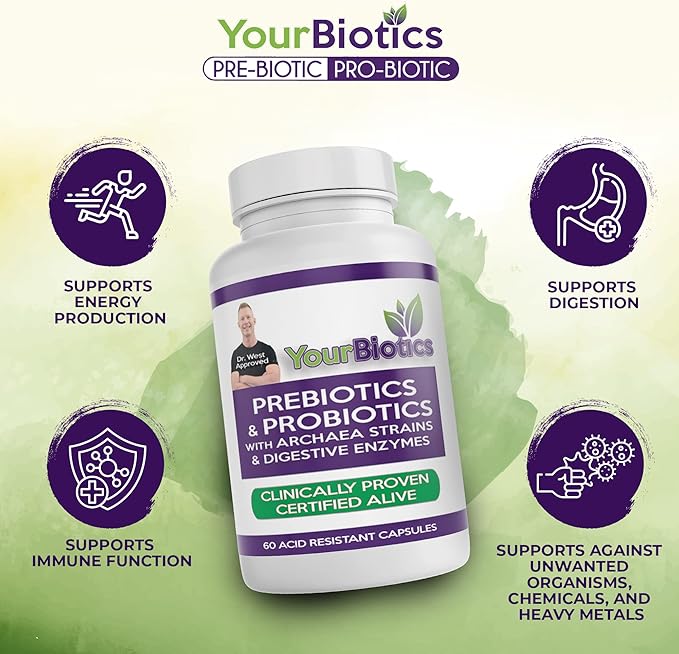 YourBiotics Prebiotics and Probiotics for Men 60 Count