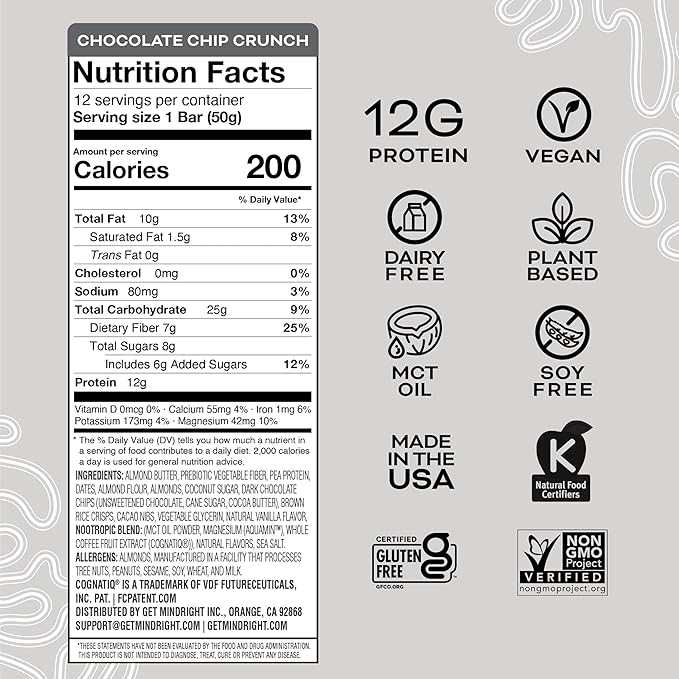 Mindright Superfood Vegan Protein Bar 12 (Chocolate