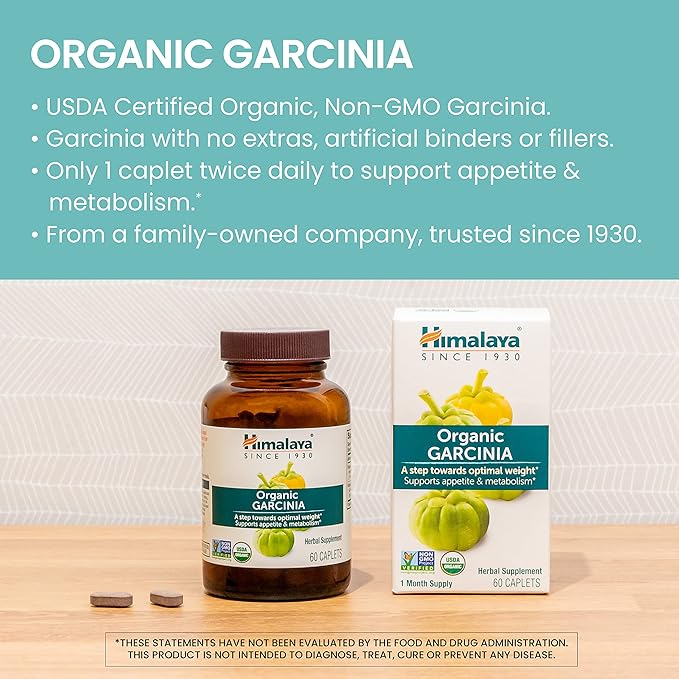 Himalaya Organic Garcinia Cambogia for Weight 600 mg, 120 Caplets, 2 Month