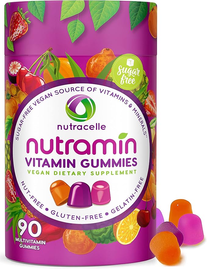 NUTRAMIN Daily Vegan Keto Multivitamin Gummies D2, and B6, B12 B12 & 90 Count, 45 Days