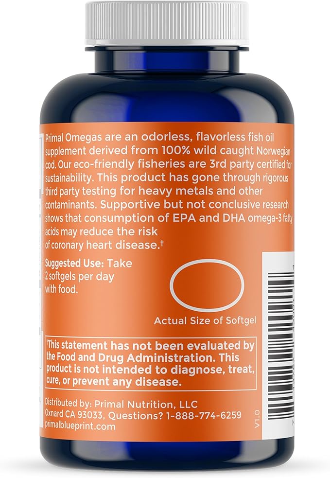 Primal Blueprint Primal Omegas, Omega-3 Fatty 120 Count