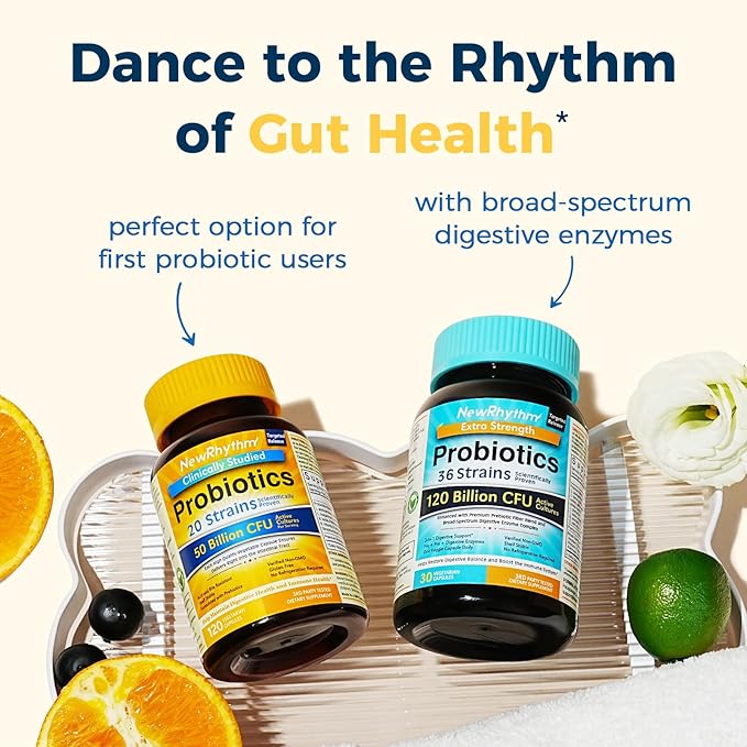 NewRhythm Probiotics 50 Billion CFU 20 120 Veggie 1, Non-GMO,
