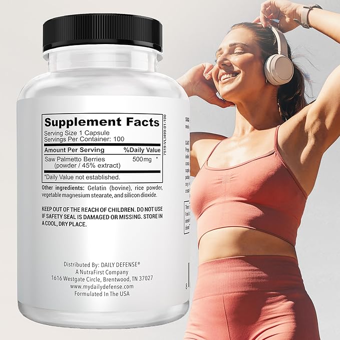 Saw Palmetto Supplement - Pure Saw Palmetto for Men & Women - Herbal Supplements for Overall Wellness - 500 mg of Saw Palmetto Berries per Capsule - 100 Saw Palmetto Capsules per Bottle