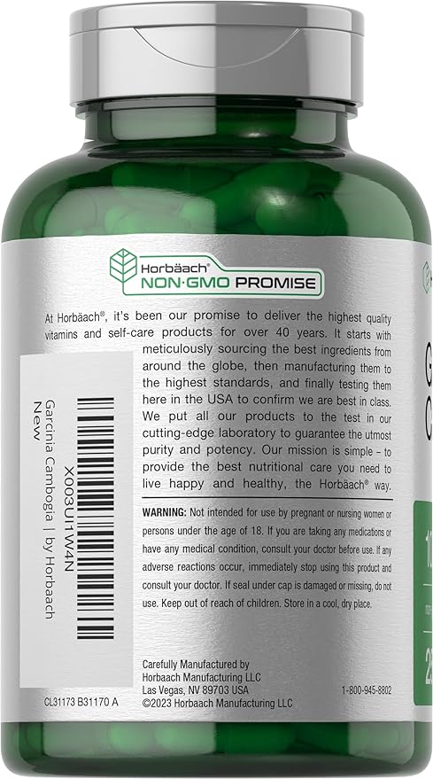 Horbaach Garcinia Cambogia Pills 1000mg | 250 Capsules