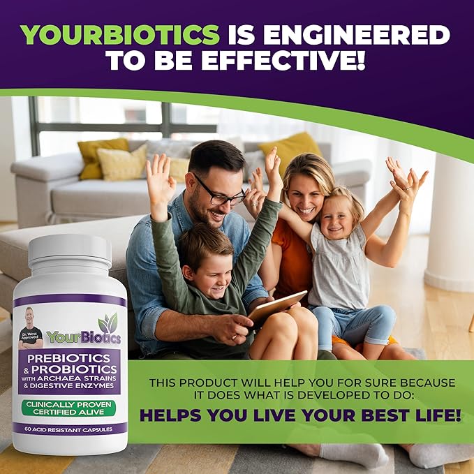 YourBiotics Prebiotics and Probiotics for Men 60 Count