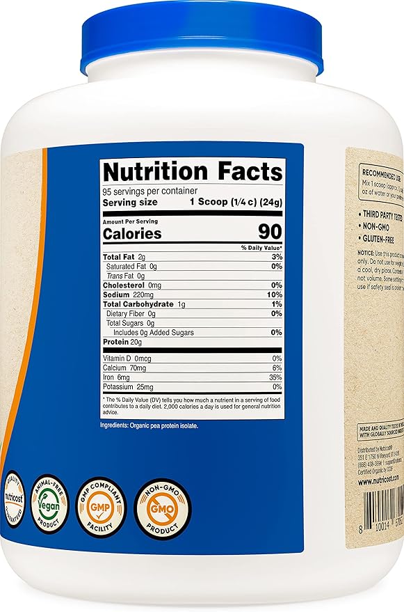 Nutricost Organic Pea Protein Isolate Powder (5LBS)