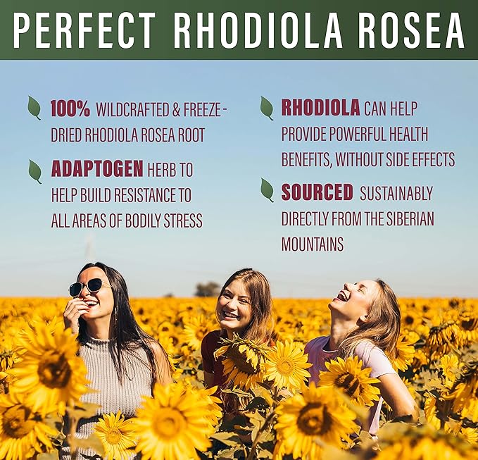 Perfect Rhodiola Rosea, for Better Focus, 3% Rosavins 1% Salidroside ~60 Vegetable