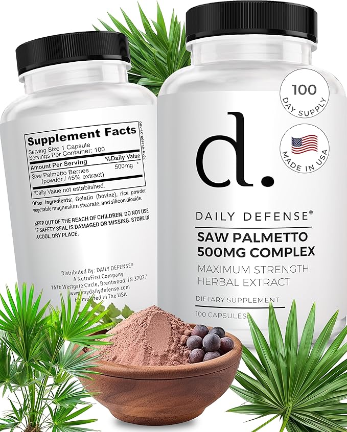 Saw Palmetto Supplement - Pure Saw Palmetto for Men & Women - Herbal Supplements for Overall Wellness - 500 mg of Saw Palmetto Berries per Capsule - 100 Saw Palmetto Capsules per Bottle