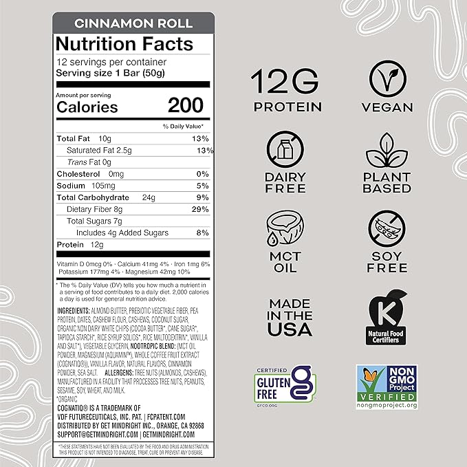 MINDRIGHT Superfood Vegan Protein Bars Salt,12 Pack)