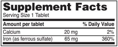 Iron Supplement Ferrous Sulfate 325mg by Reliable 1 | Iron Pills for Women and Men | Iron Supplements for Anemia and Iron Deficiency | 100 Iron Tablets per Bottle