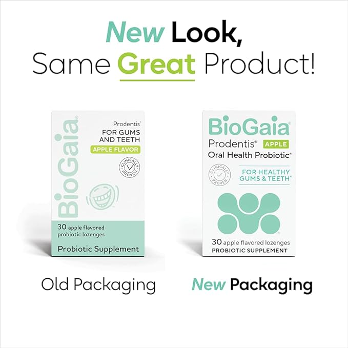 BioGaia Prodentis | Dental Probiotic Lozenges | Promotes Healthy Gums & Teeth | Defends Against Dental Problems | Replenishes Oral Microbiome | Improves Oral Health | Apple Flavor | 30 Day Supply