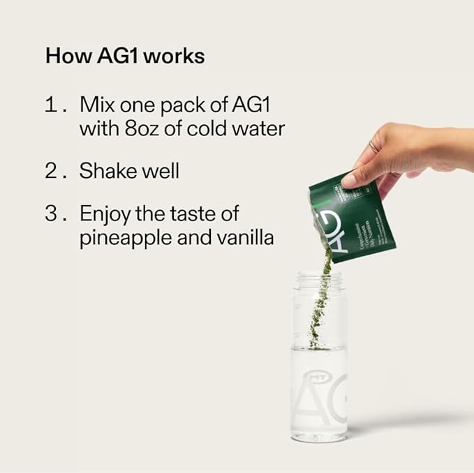 AG1 Greens Powder Supplement | Improve Gut Health | Multivitamin, Probiotic, Gluten Free, Vegan and Keto Friendly | 75 Vitamins (Athletic Greens) - Family Starter Kit