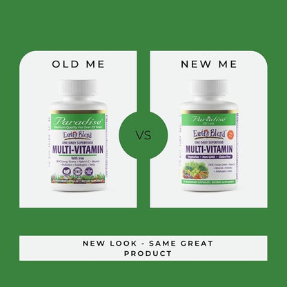 Paradise Herbs, Earth's Blend, Multivitamin, 48 Organic B12, C, K2, Daily 30