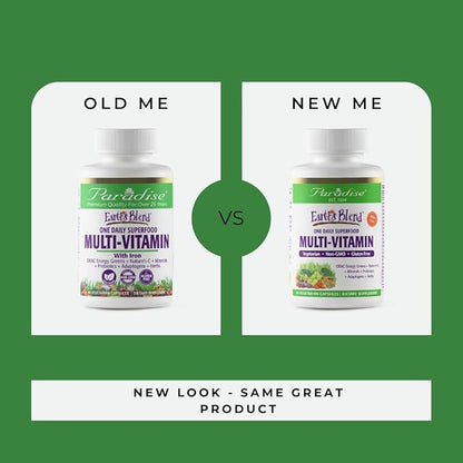 Paradise Herbs, Earth's Blend, Multivitamin, 48 Organic B12, C, K2, Daily 60