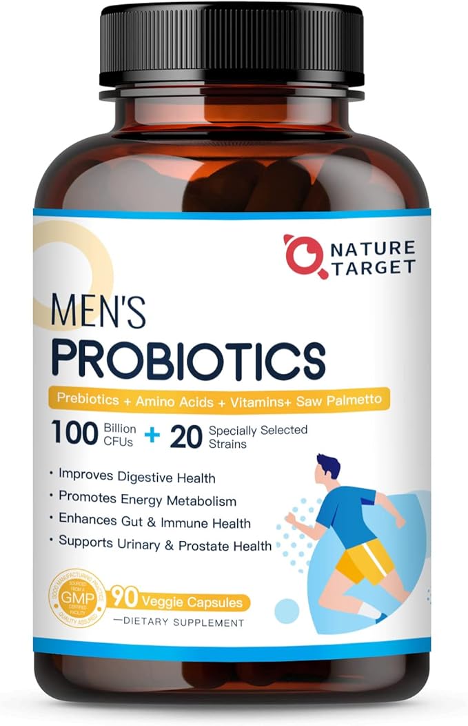 NATURE TARGET Probiotics for Men Digestive 100 Billion 90 Veggie