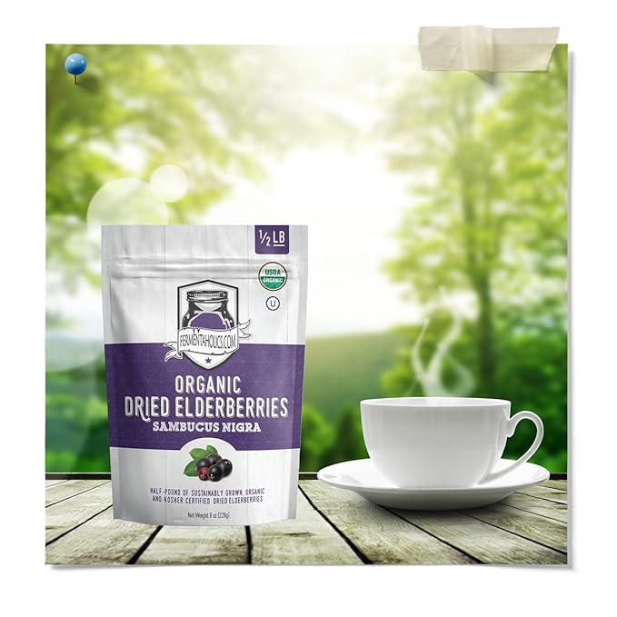 FERMENTAHOLICS | USDA Organic Dried Elderberries 8 oz