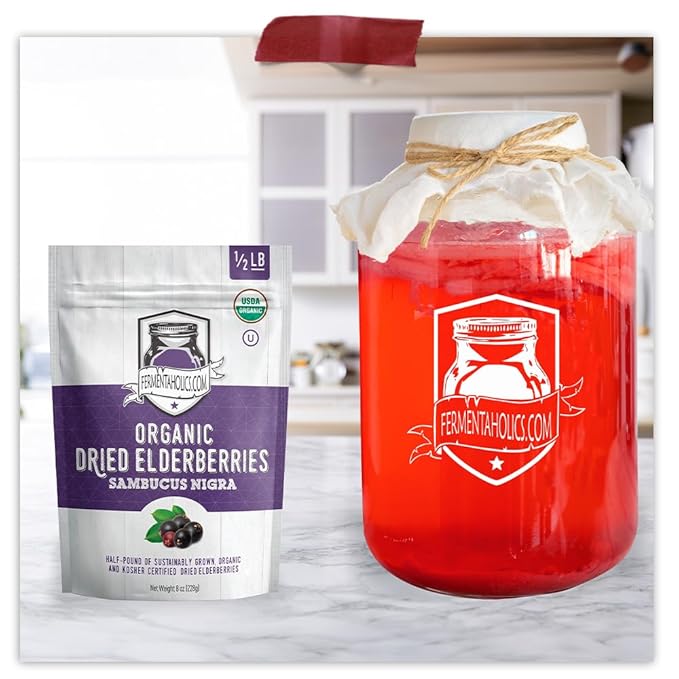 FERMENTAHOLICS | USDA Organic Dried Elderberries 8 oz