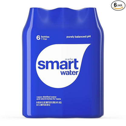 Smartwater Packaged Drinking Water, 33.8 Fl Oz (pack of 6)