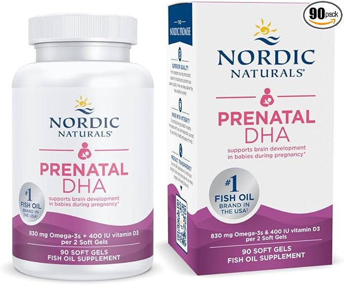 Nordic Naturals Prenatal DHA, Unflavored 90 Soft 830 mg Omega-3 + 400 IU D3 - 45 Servings
