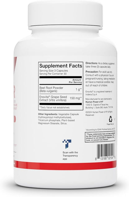 humanN SuperBeets Beet Root Capsules Quick Release 1000mg, Helps Support Nitric Oxide Production, Blood Pressure, Heart Health, Contains Non-GMO Beetroot Powder, Studied Antioxidants 90 Count