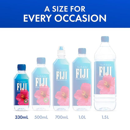 FIJI Natural Artesian Water 330 mL / 11.15 Fl Ounce Bottle (Pack of 6) - 100% Recycled Plastic