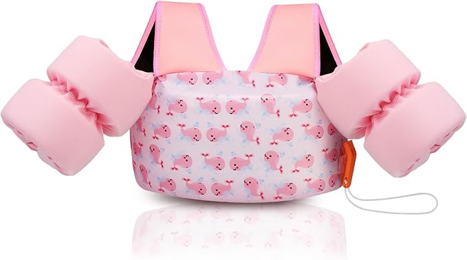 Moko Toddler Swim Vest for Kids, 20-50 lbs/22-66 lbs Clearance Swim Arm Band Cartoon Swimming Wings Pool Float Vests Sleeves Shoulder Straps Arm Floaties for Children Learn to Swim