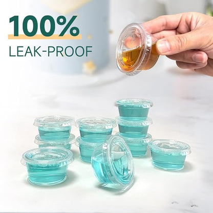 520 Pack - 2oz Disposable Plastic Portion Cups with Lids, Jello Shot Cups,Salad Dressing, Small Plastic Containers for Meal Prep, Sauces, and Sample Tasting…